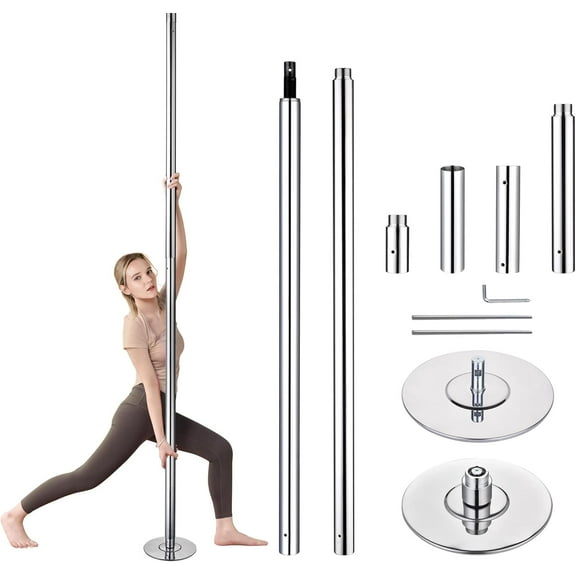 AW 9.25 FT Portable Dance Pole Kit Static Spinning Pole Dancing Pole Strip Poles for Home Removable 45mm Dance Pole Gym Party Club Exercise Fitness Silver/Black/Colorful/Gold, Max Load 1102 Lbs