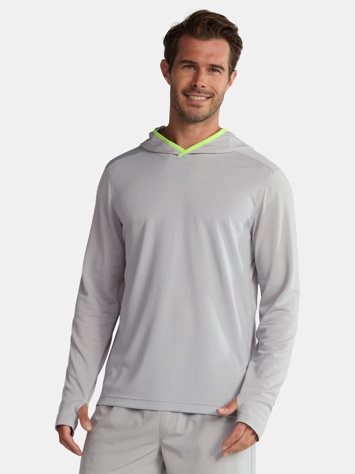 Athletic Works Men's & Big Men's Active Mesh Long Sleeve Hoodie, Sizes S-3XL
