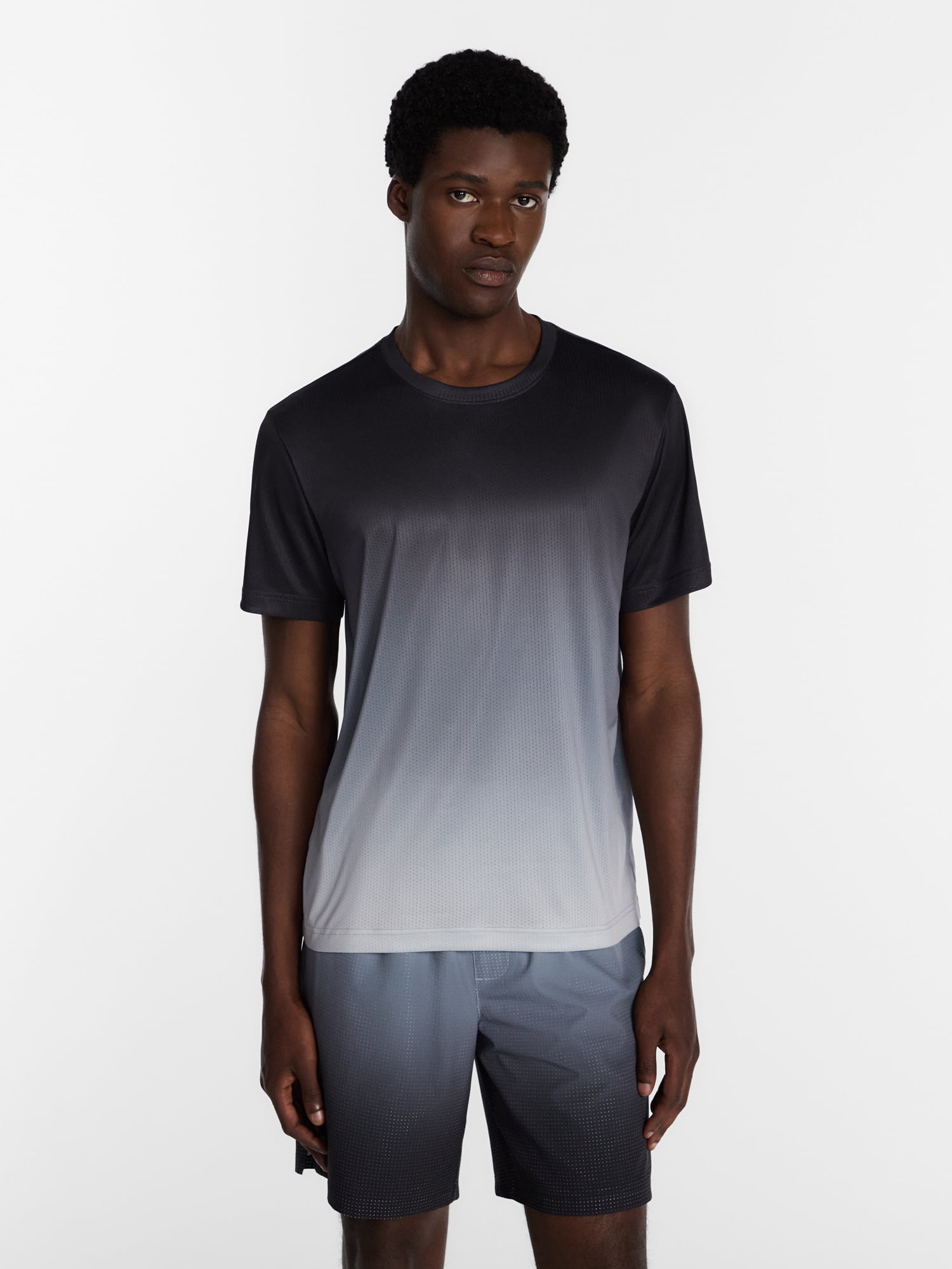 Athletic Works Men's and Big Men's Active Ombre Perforated Mesh Performance Tee Shirt, Sizes XS-5XL
