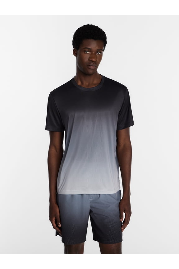 Men's and Big Men's Active Ombre Perforated Mesh Performance Tee Shirt, Sizes XS-5XL