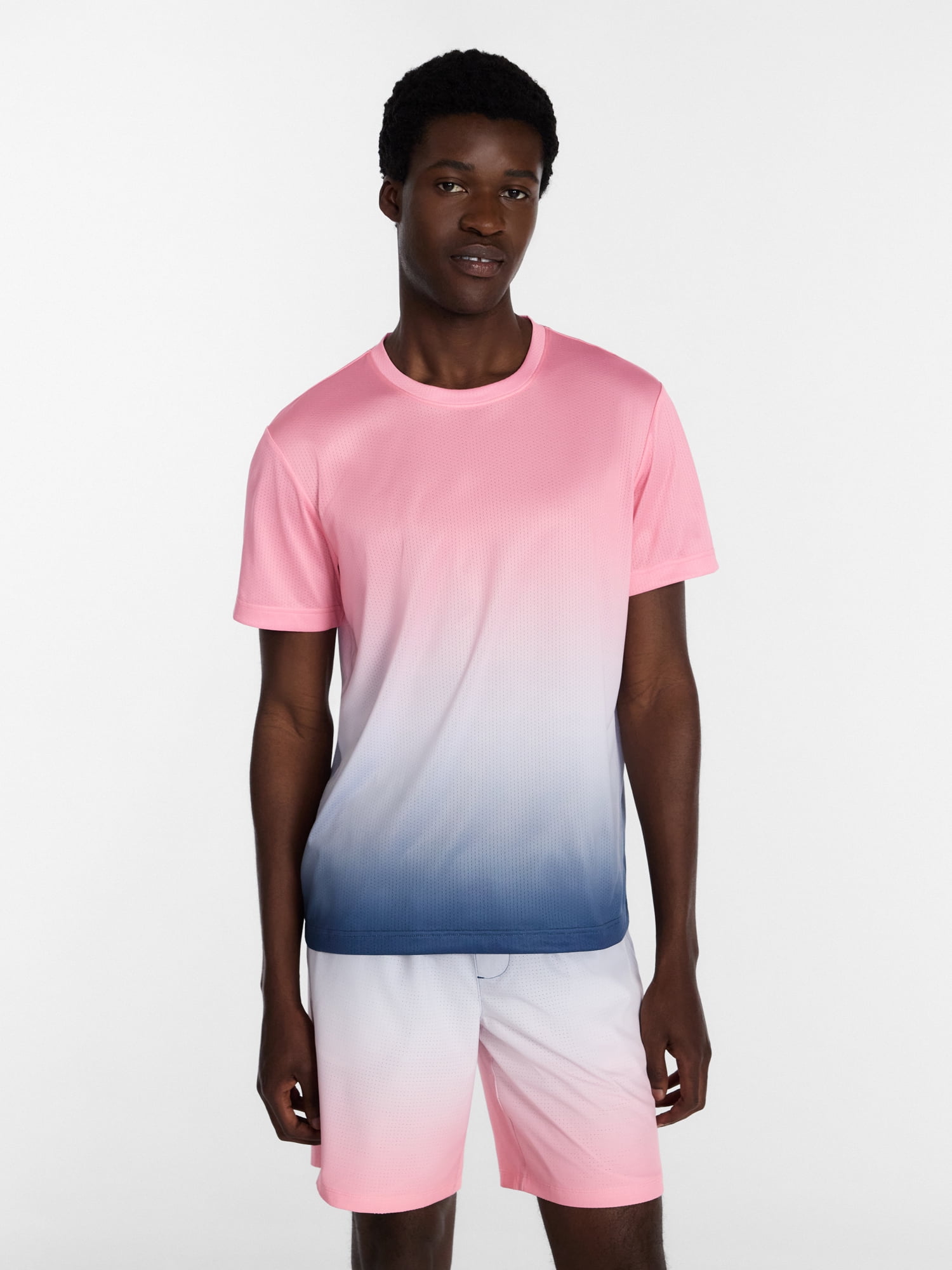Athletic Works Men's and Big Men's Active Ombre Perforated Mesh Performance Tee Shirt, Sizes XS-5XL