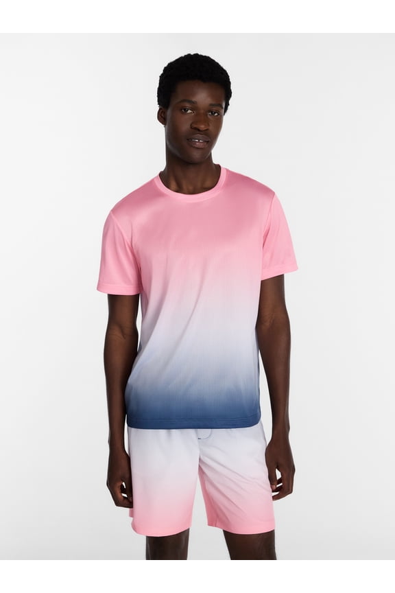 Men's and Big Men's Active Ombre Perforated Mesh Performance Tee Shirt, Sizes XS-5XL