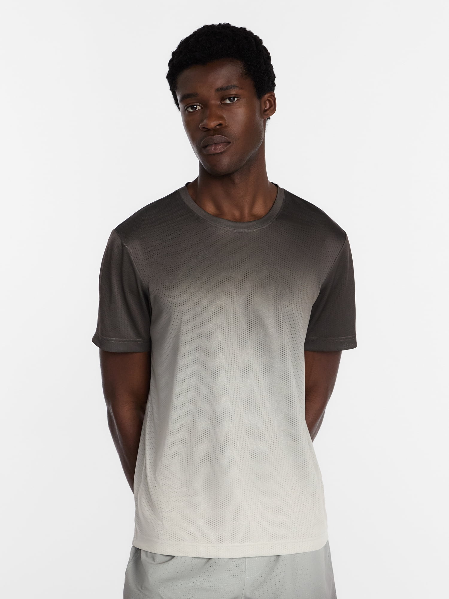 Athletic Works Men's and Big Men's Active Ombre Perforated Mesh Performance Tee Shirt, Sizes XS-5XL