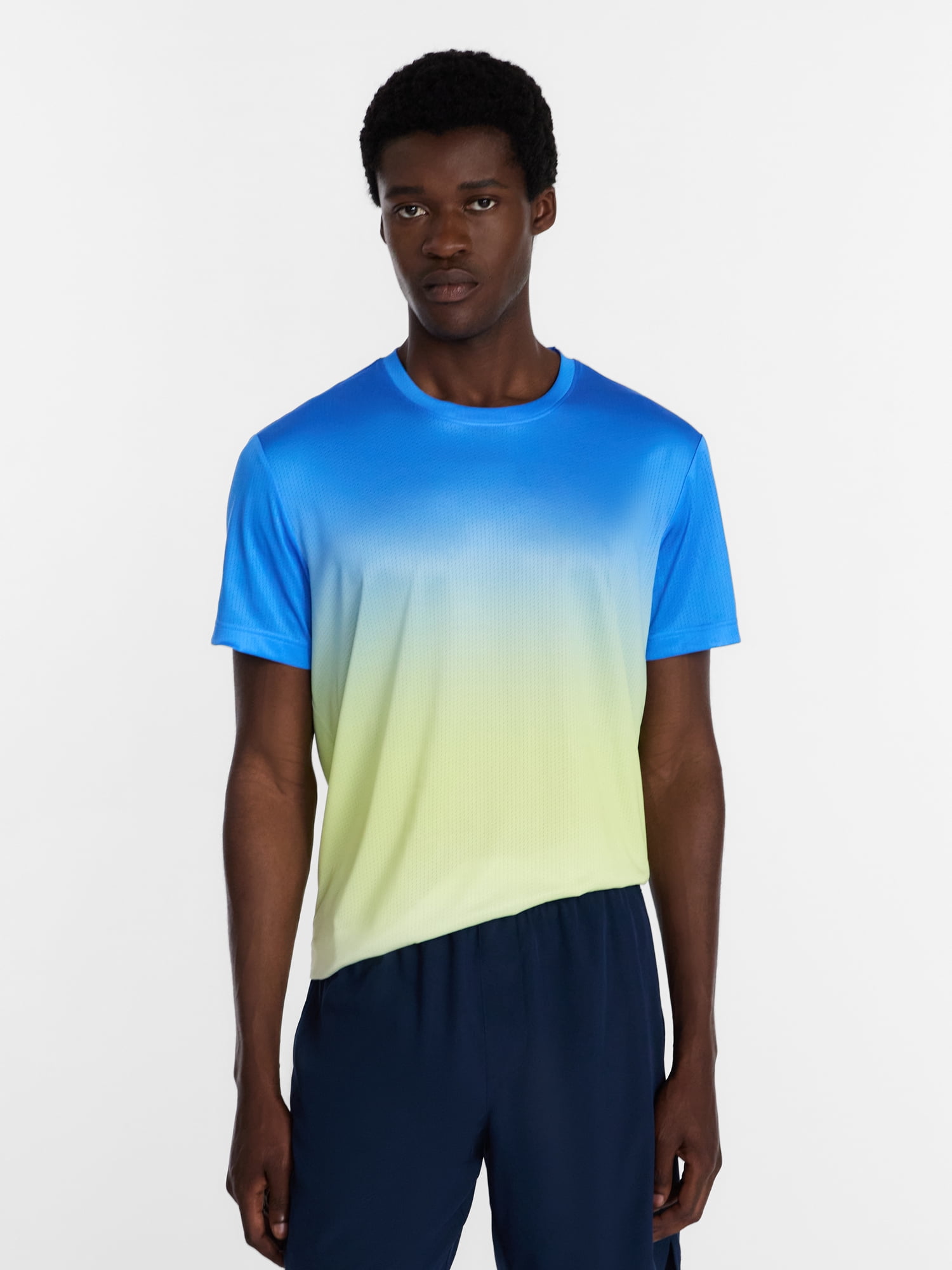 Athletic Works Men's and Big Men's Active Ombre Perforated Mesh Performance Tee Shirt, Sizes XS-5XL