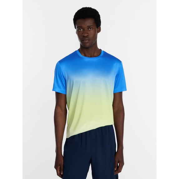 Athletic Works Men's and Big Men's Active Ombre Perforated Mesh Performance Tee Shirt, Sizes XS-5XL