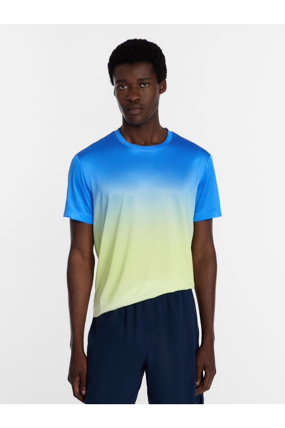 Men's and Big Men's Active Ombre Perforated Mesh Performance Tee Shirt, Sizes XS-5XL