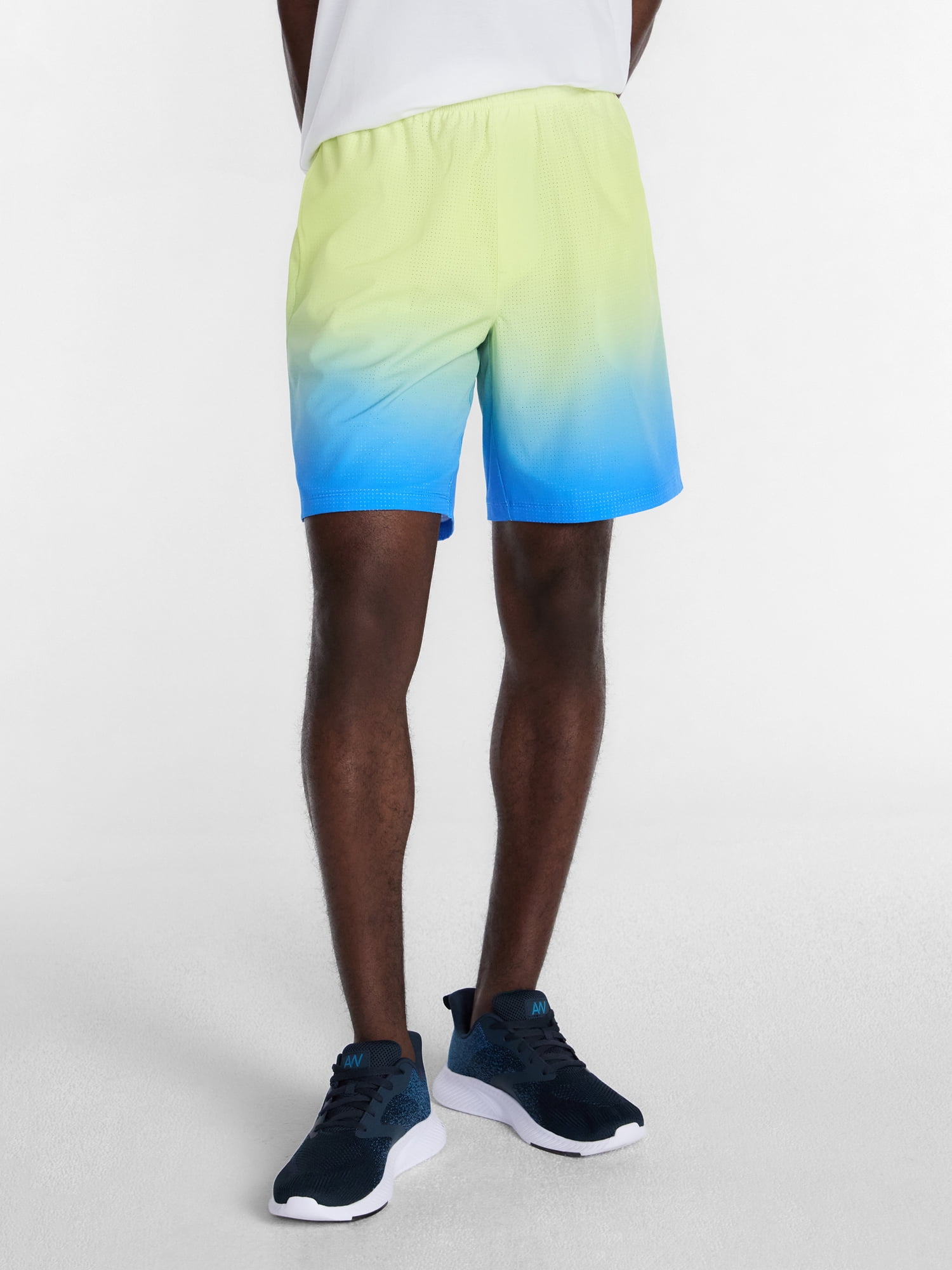 Athletic Works Men's and Big Men's Active Ombre Perforated Woven Performance Shorts, 7" Inseam, Sizes XS-5XL