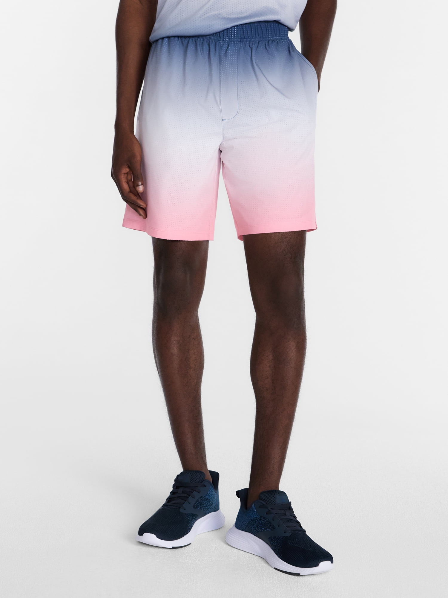 Athletic Works Men's and Big Men's Active Ombre Perforated Woven Performance Shorts, 7" Inseam, Sizes XS-5XL