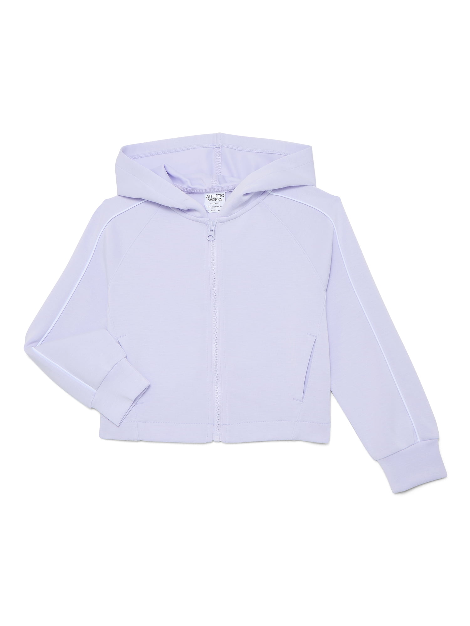 Athletic Works Girls Active Scuba Knit Hooded Zip Top, Sizes 4-18