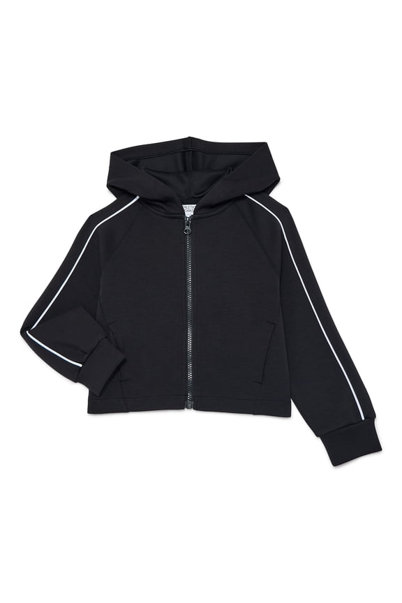 Girls Active Scuba Knit Hooded Zip Top, Sizes 4-18