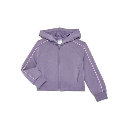 Athletic Works Girls Active Scuba Knit Hooded Zip Top, Sizes 4-18