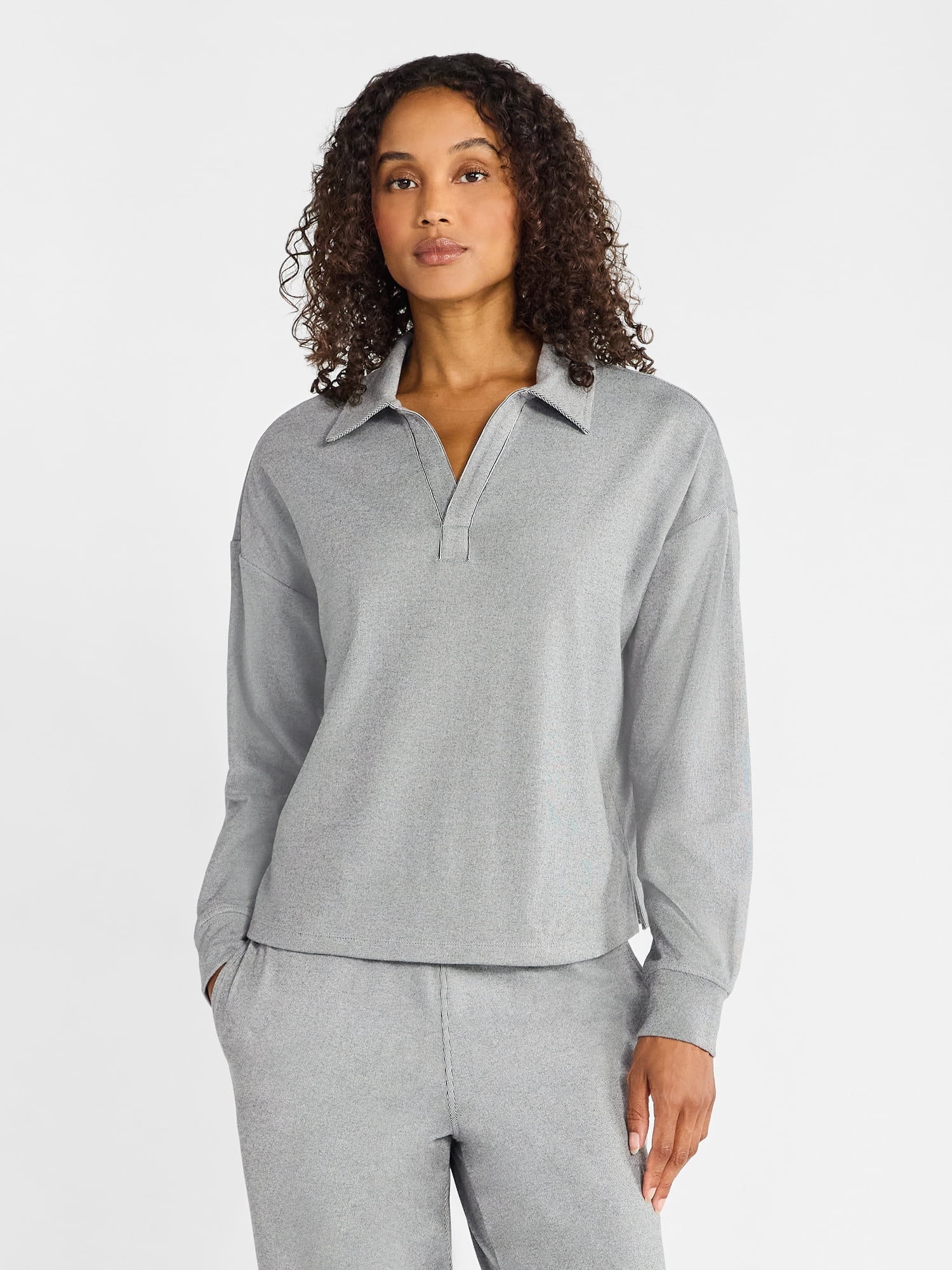 Athletic Works Women's Bi-Color Top with Long Sleeves, Sizes XS-XXXL