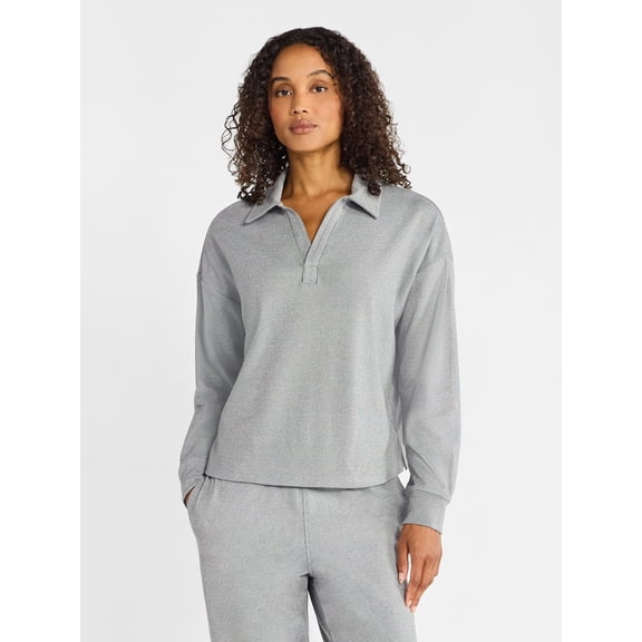 Athletic Works Women's Bi-Color Top with Long Sleeves, Sizes XS-XXXL