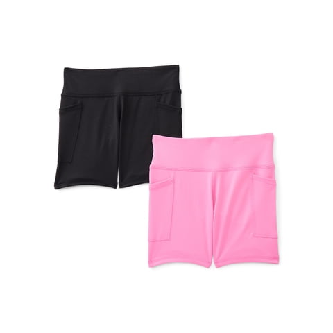 Athletic Works Girls Active Bike Shorts, 2-Pack, Sizes 4-18 & Plus