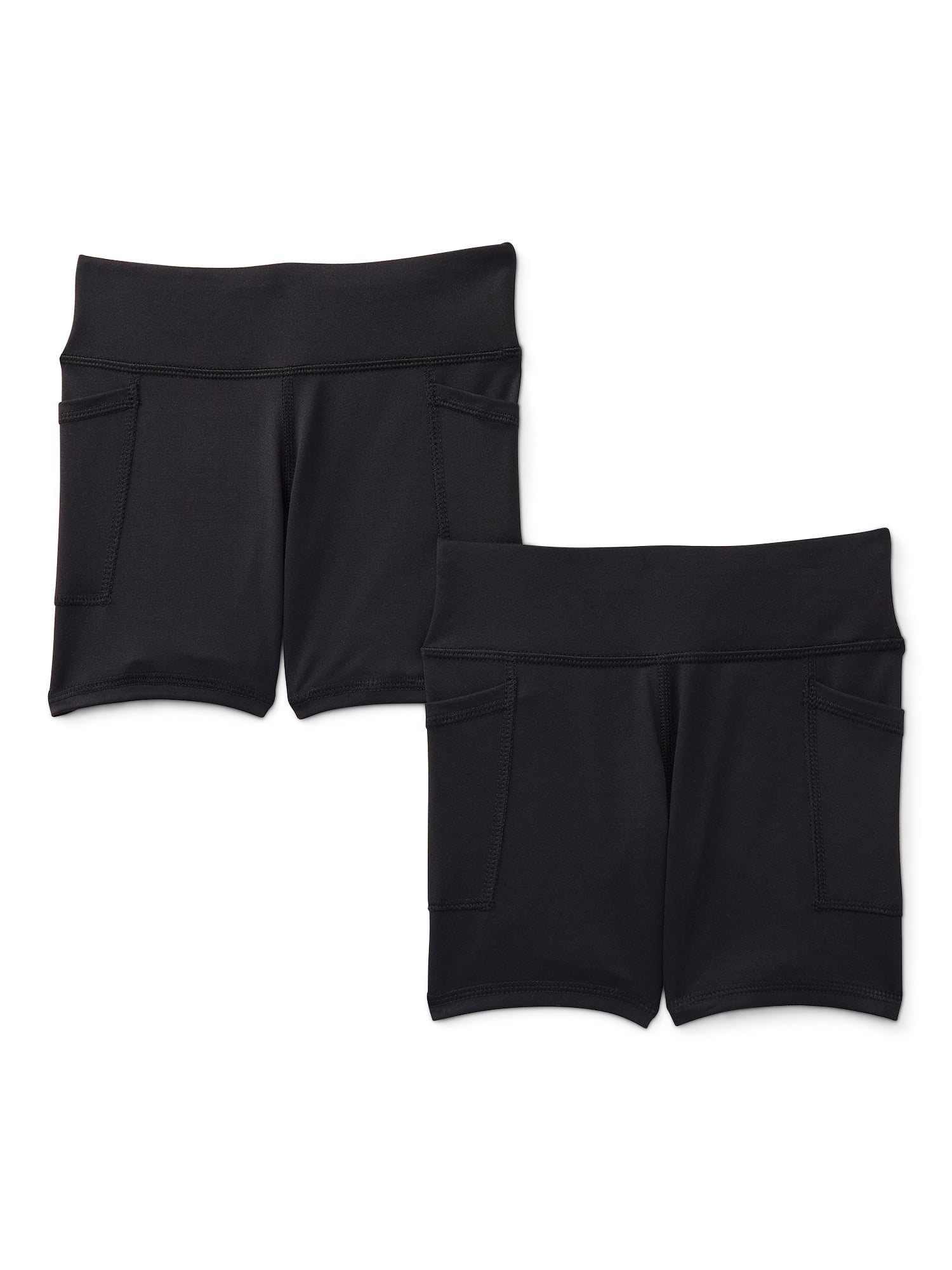 Athletic Works Girls Active Bike Shorts, 2-Pack, Sizes 4-18 & Plus