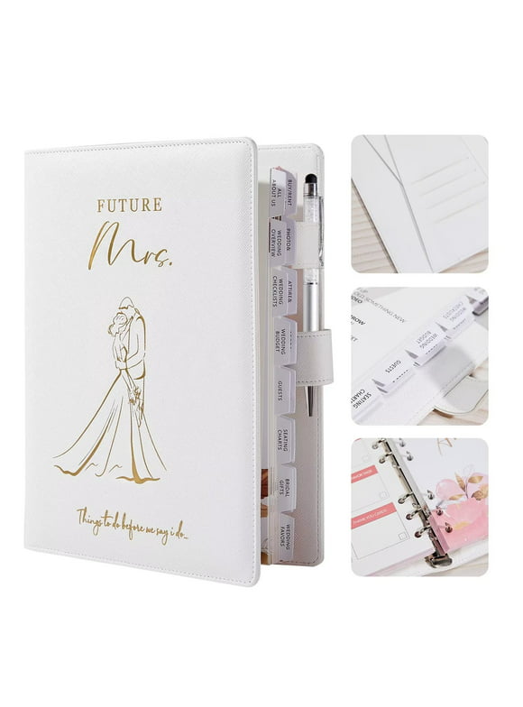 AW BRIDAL Wedding Planner Book And Organizer For The Bride To Be Gifts Future Mrs Gifts Engagement Gifts For Women∣White Hardcover Wedding Planning Book Budget Planner Binder With Pen And Gift Box