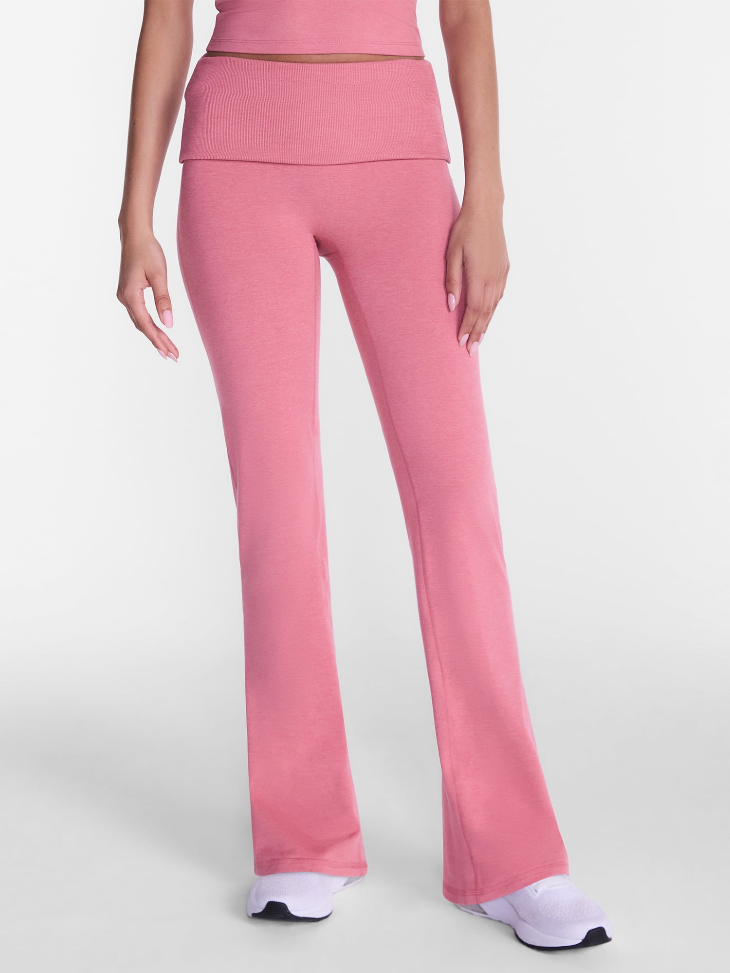 Athletic Works Women's ButterCore Flare Leggings with Fold Over Waist, 31" Inseam, Sizes XS-XXL