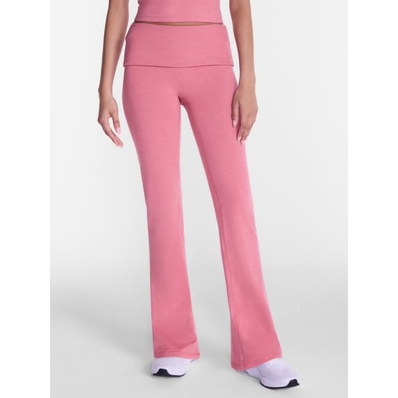 Athletic Works Women's ButterCore Flare Leggings with Fold Over Waist, 31" Inseam, Sizes XS-XXL