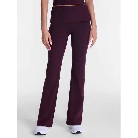 Athletic Works Women's ButterCore Flare Leggings with Fold Over Waist, 31" Inseam, Sizes XS-XXL
