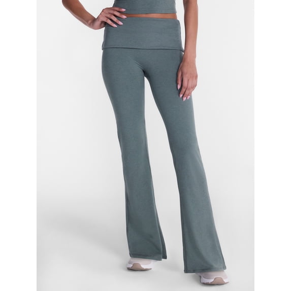 Athletic Works Women's ButterCore Flare Leggings with Fold Over Waist, 31" Inseam, Sizes XS-XXL