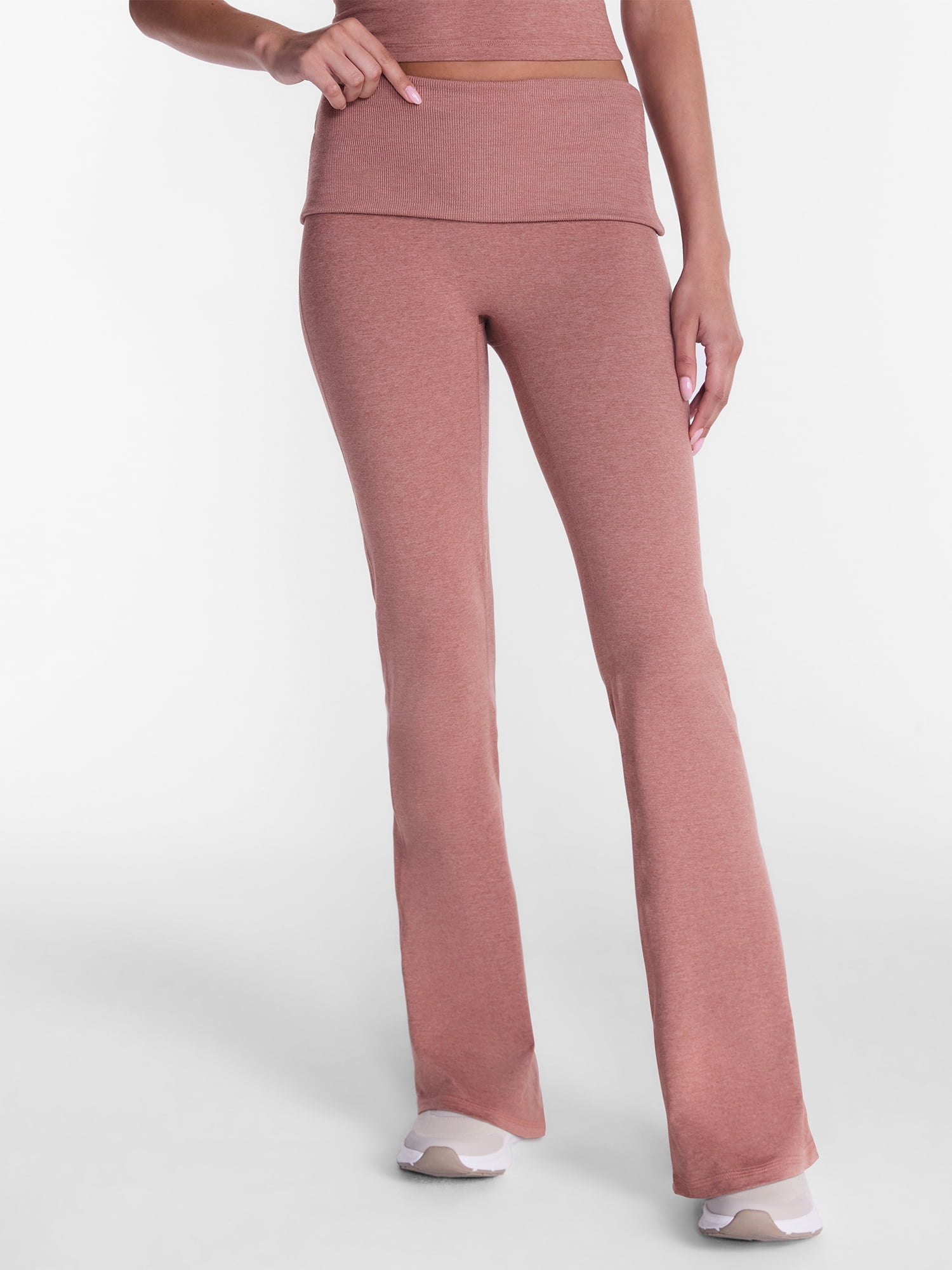 Athletic Works Women's ButterCore Flare Leggings with Fold Over Waist, 31" Inseam, Sizes XS-XXL