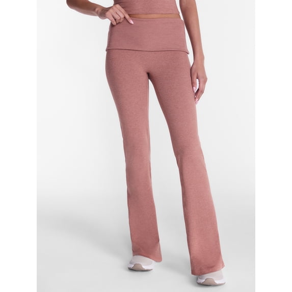 Athletic Works Women's ButterCore Flare Leggings with Fold Over Waist, 31" Inseam, Sizes XS-XXL