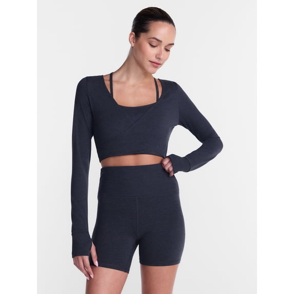 Athletic Works Women's ButterCore Wrap Top with Built In Bra, Sizes XS-XXXL