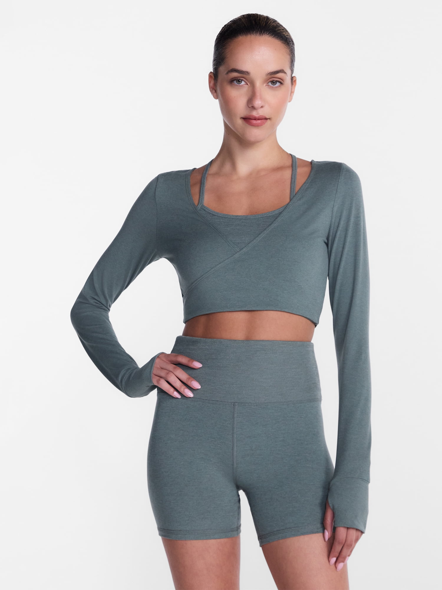 Athletic Works Women's ButterCore Wrap Top with Built In Bra, Sizes XS-XXXL