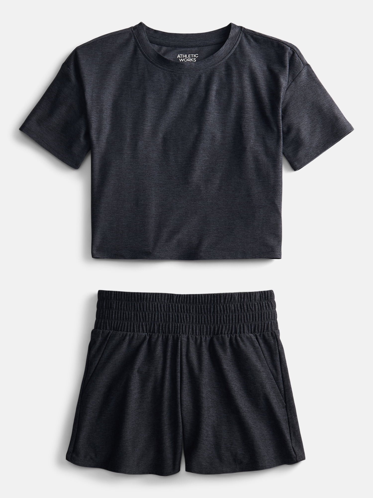 Athletic Works Girls Active ButterCore Tee and Shorts Set, 2 Piece, Sizes 4-18