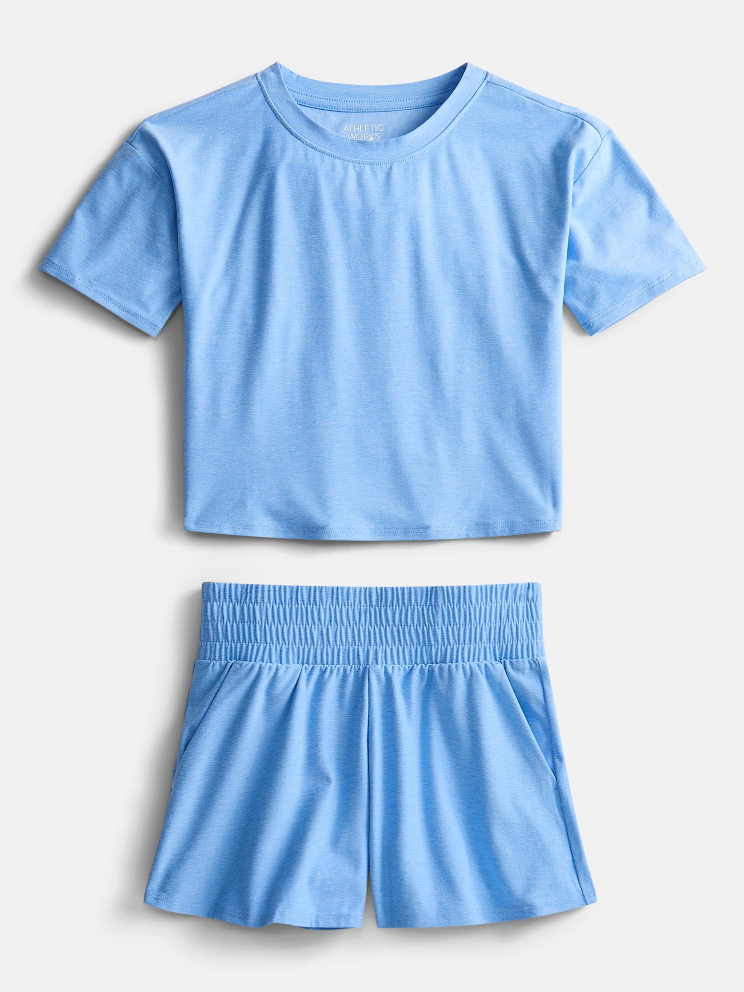Athletic Works Girls Active ButterCore Tee and Shorts Set, 2 Piece, Sizes 4-18