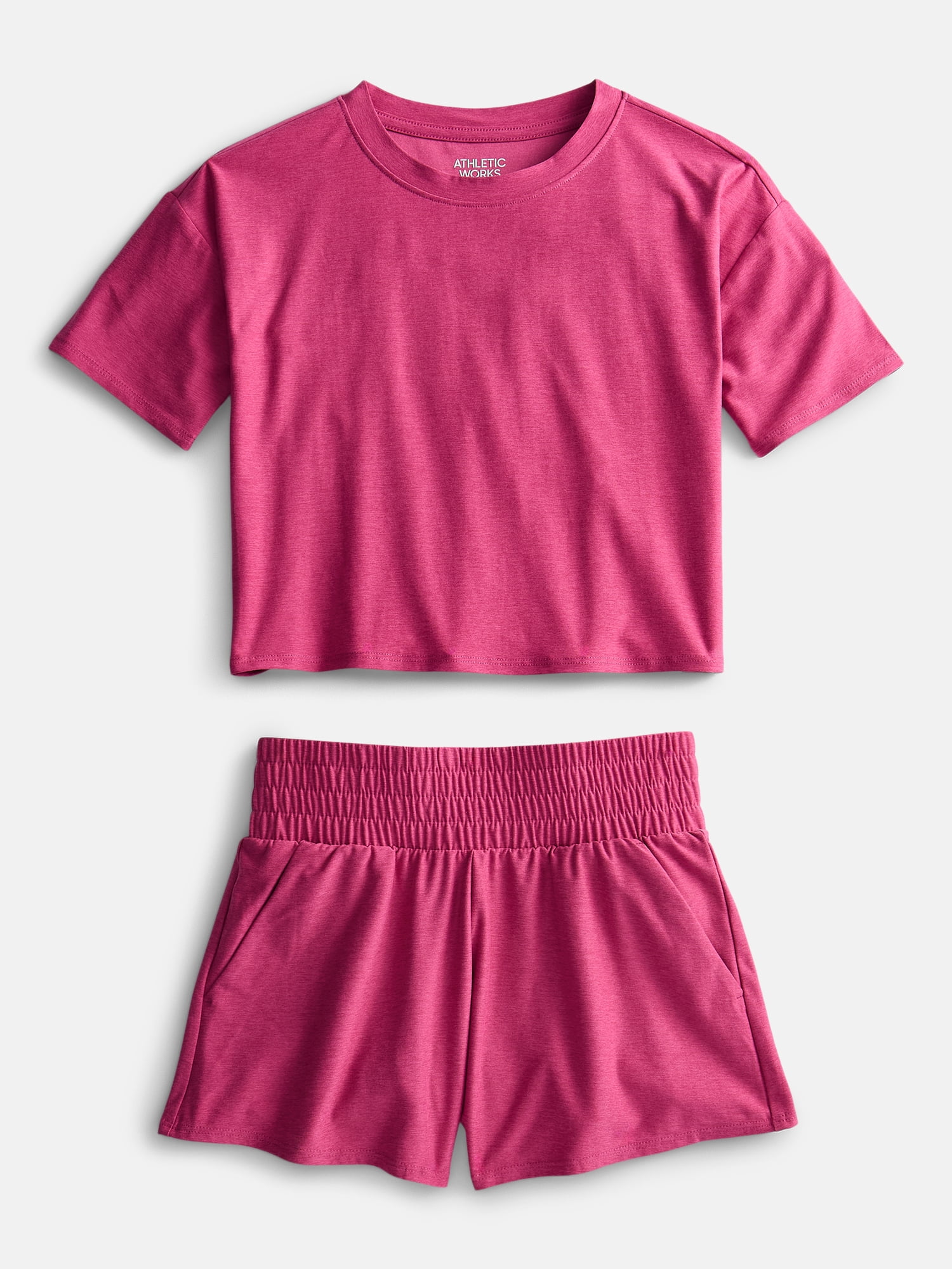 Athletic Works Girls Active ButterCore Tee and Shorts Set, 2 Piece, Sizes 4-18