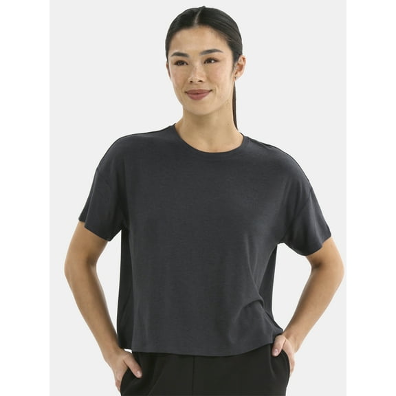 Athletic Works Women's ButterCore Cropped Tee with Short Sleeves, Sizes XS-XXXL