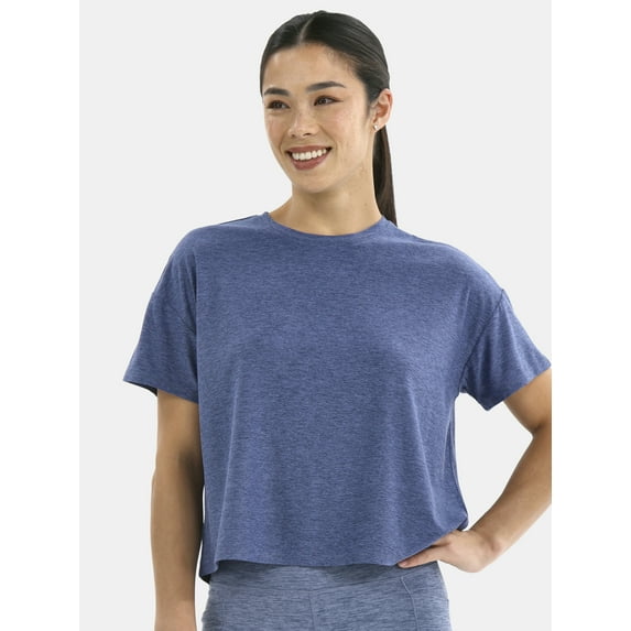 Athletic Works Women's ButterCore Cropped Tee with Short Sleeves, Sizes XS-XXXL