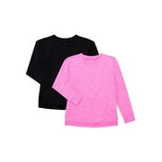 Athletic Works Girls ButterCore Tee with Long Sleeves, 2-Pack, Sizes 4-18
