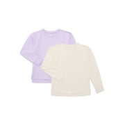 Athletic Works Girls ButterCore Tee with Long Sleeves, 2-Pack, Sizes 4-18