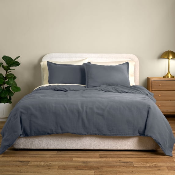 Allswell King/California King Duvet Cover Set, Cotton Linen, 3-Piece, Grey Shark