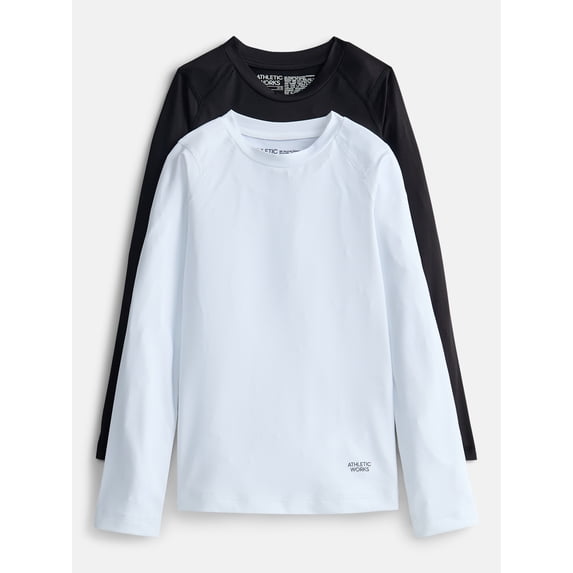 Athletic Works Boys' Active Compression Top with Long Sleeves, 2-Pack, Sizes 4-18