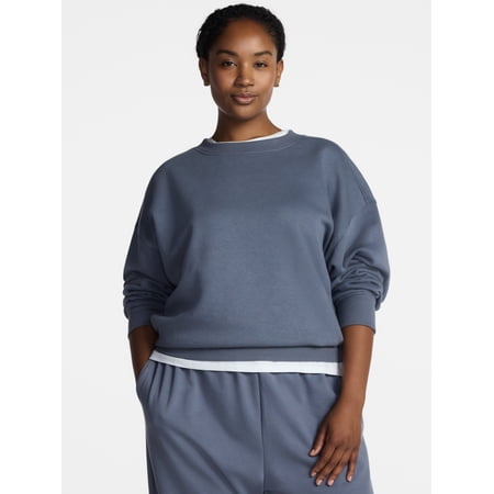 Athletic Works Women's and Women's Plus Fleece Sweatshirt with Long Sleeves, Sizes XS-4X