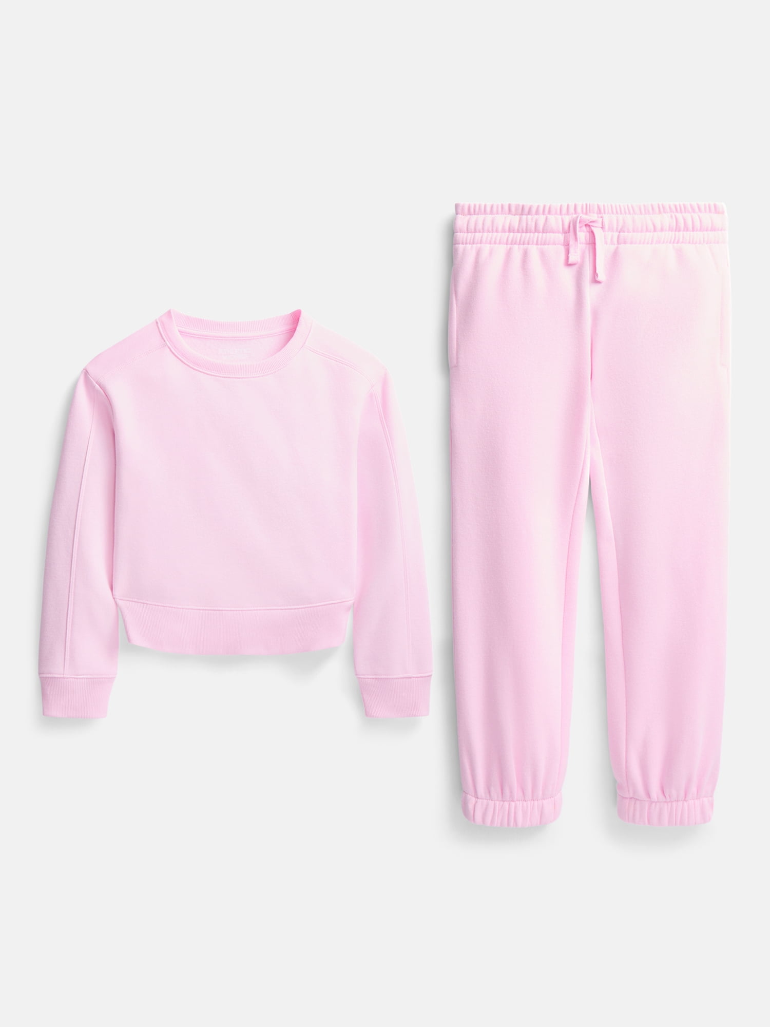 Athletic Works Girl's Active Fleece Crewneck Sweatshirt and Fleece Jogger Sweatpants Set, 2-Piece, Sizes 4-18 & Plus