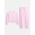 thumbnail image 1 of Athletic Works Girl's Active Fleece Crewneck Sweatshirt and Fleece Jogger Sweatpants Set, 2-Piece, Sizes 4-18 & Plus, 1 of 5