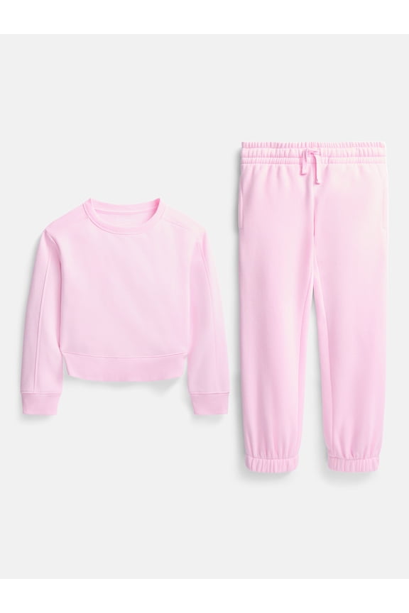 Girl's Active Fleece Crewneck Sweatshirt and Fleece Jogger Sweatpants Set, 2-Piece, Sizes 4-18 & Plus