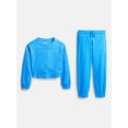 thumbnail image 1 of Athletic Works Girl's Active Fleece Crewneck Sweatshirt and Fleece Jogger Sweatpants Set, 2-Piece, Sizes 4-18 & Plus, 1 of 5