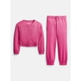 thumbnail image 1 of Athletic Works Girl's Active Fleece Crewneck Sweatshirt and Fleece Jogger Sweatpants Set, 2-Piece, Sizes 4-18 & Plus, 1 of 5