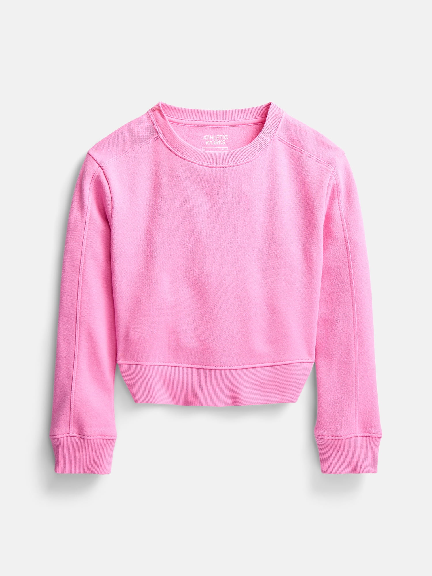 Athletic Works Girl's Fleece Crewneck Sweatshirt, Sizes 4-18 & Plus