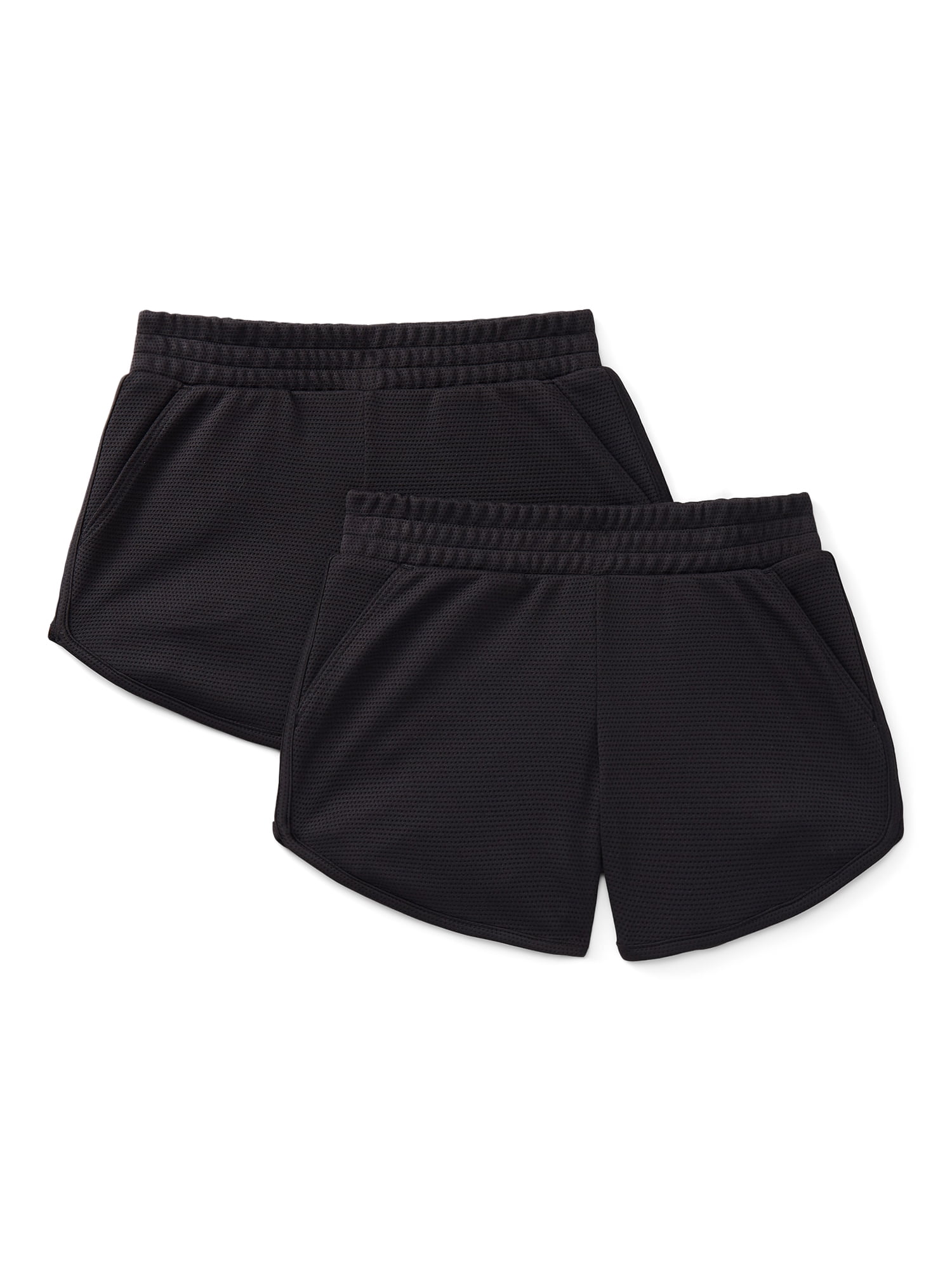 Athletic Works Girls Active Core Shorts, 2-Pack, Sizes 4-18 Plus