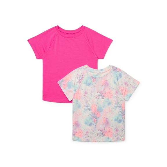 Athletic Works Girls Active Tee with Short Sleeves, 2-Pack, Sizes 4-18 & Plus