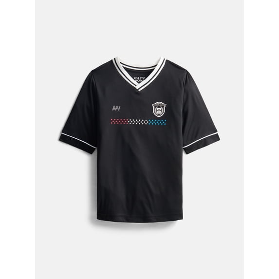 Athletic Works Boys Soccer Jersey Top with Short Sleeves, Sizes 4-18