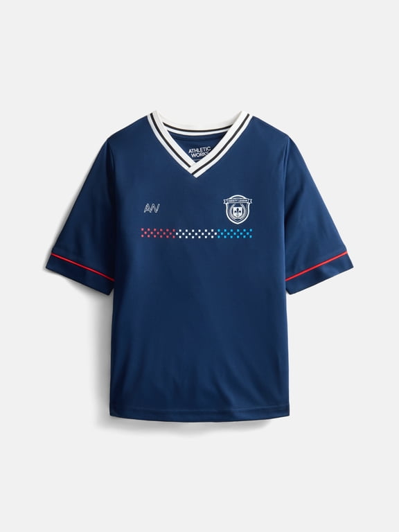 Boys Soccer Jersey Top with Short Sleeves, Sizes 4-18