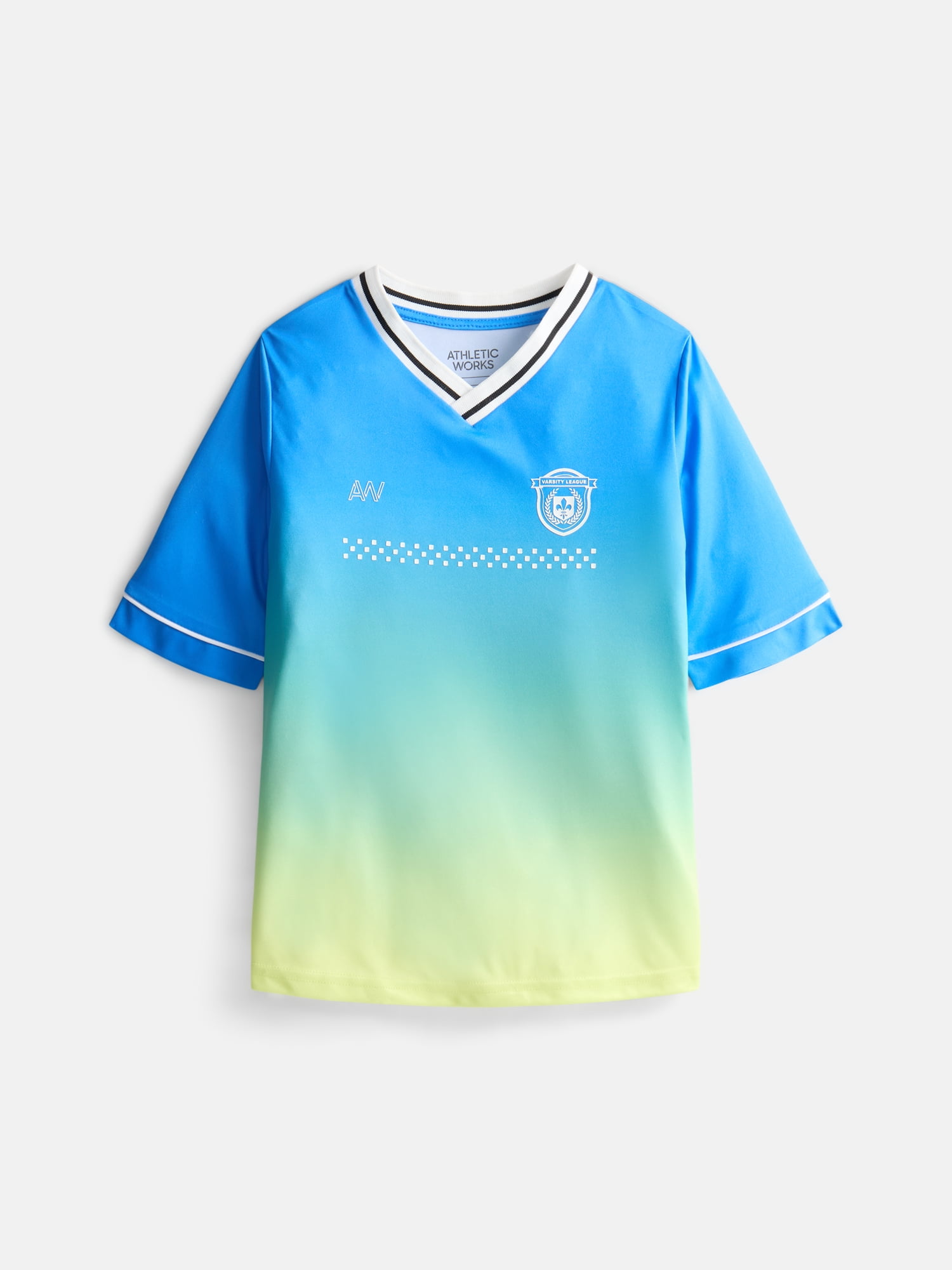 Athletic Works Boys Soccer Jersey Top with Short Sleeves, Sizes 4-18