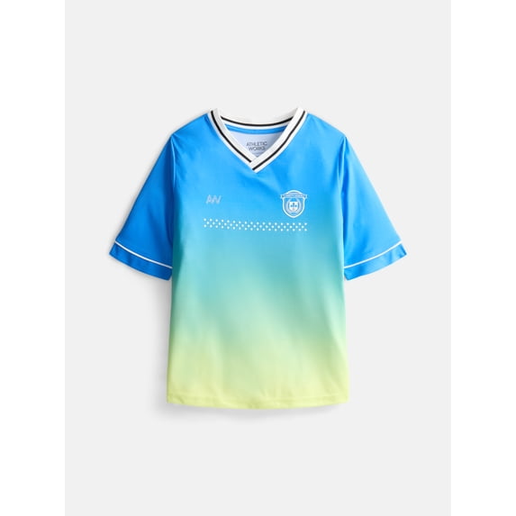 Athletic Works Boys Soccer Jersey Top with Short Sleeves, Sizes 4-18